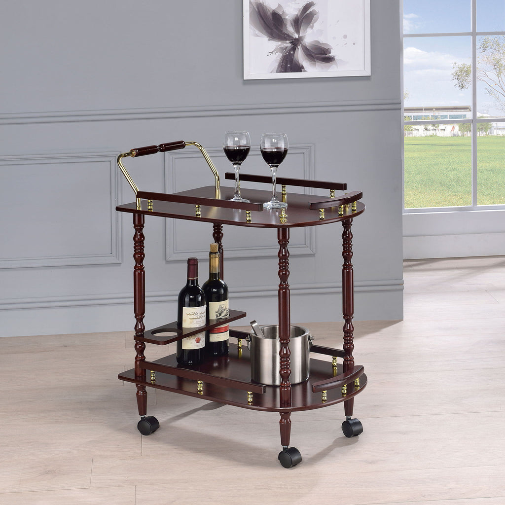 Palmer 2-tier Rectangular Wood Bar Cart Merlot by Unique Piece Furniture