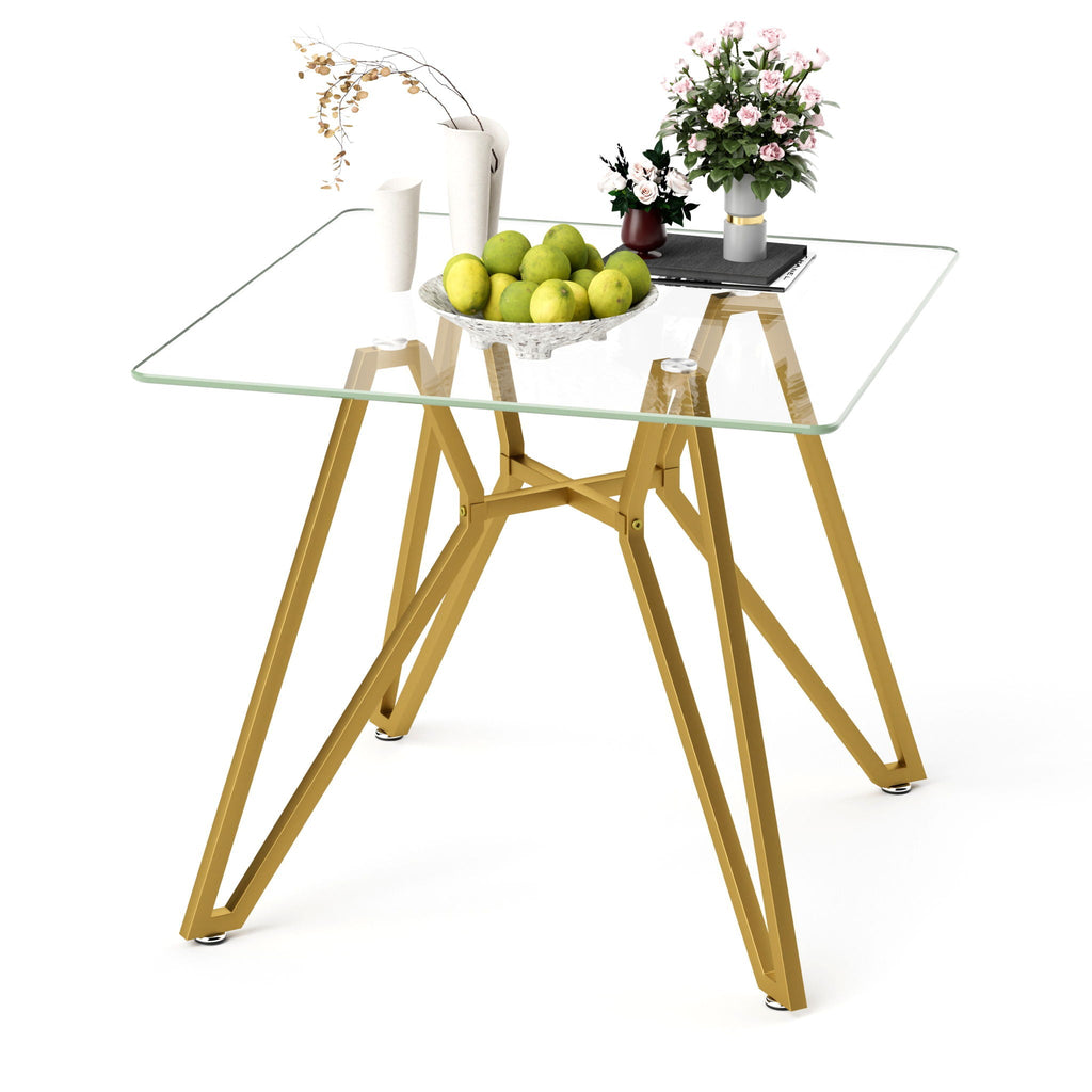 Modern Glass Dining Table With Metal Legs by Unique Piece Furniture