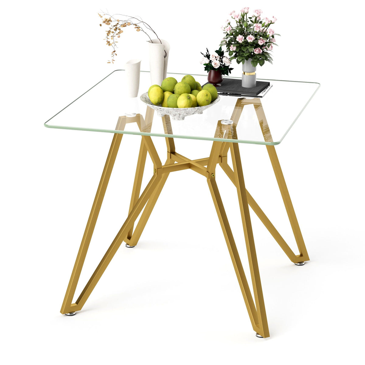Modern Glass Dining Table With Metal Legs by Unique Piece Furniture