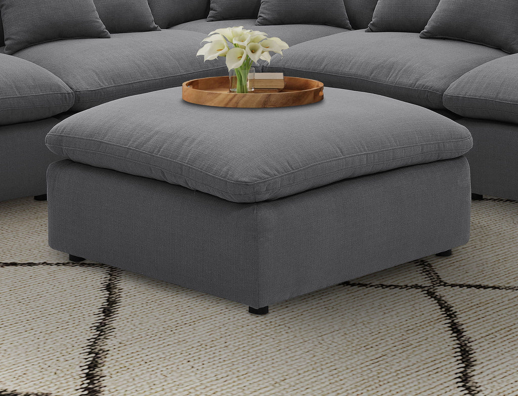 Hobson Square Upholstered Ottoman Charcoal by Unique Piece Furniture