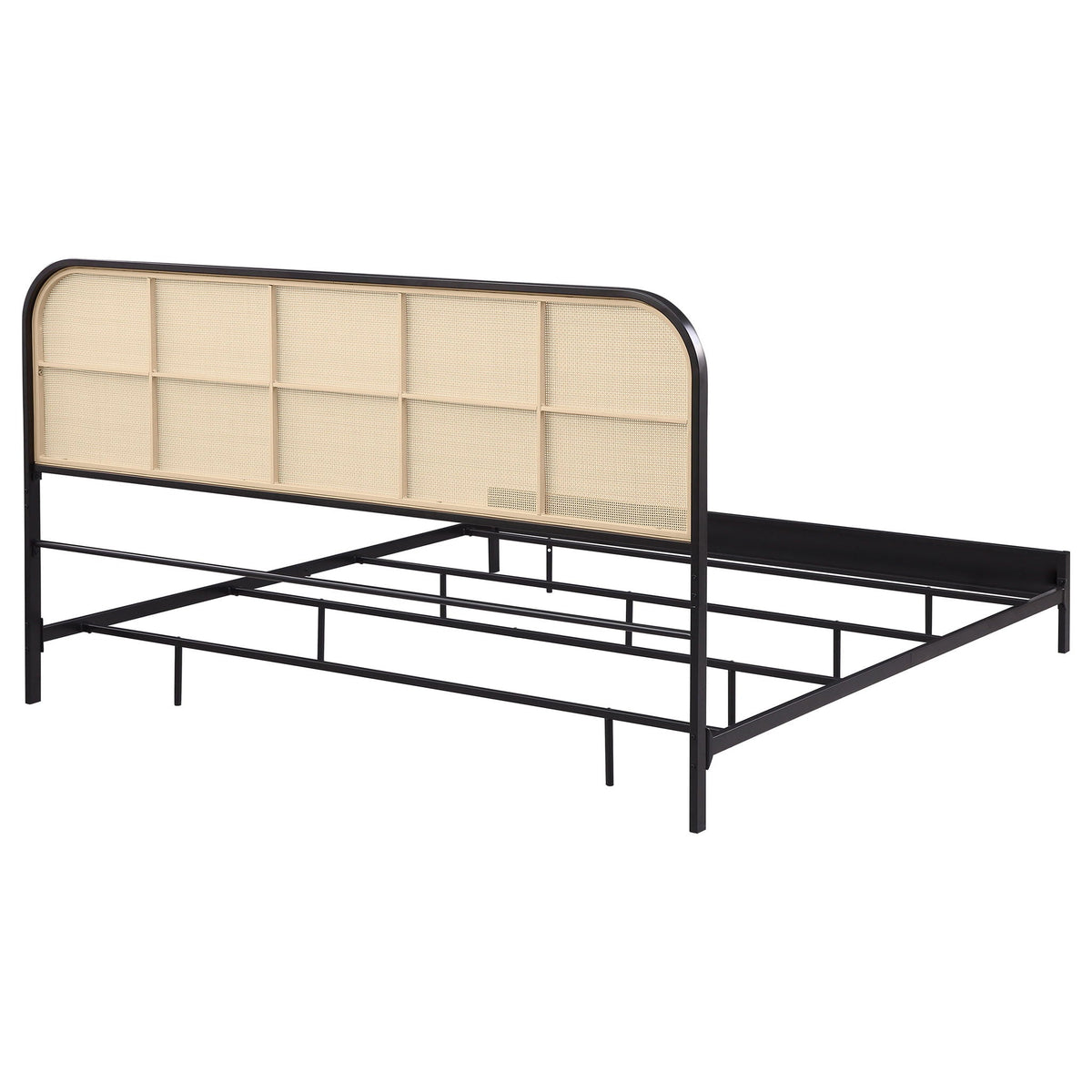 Amherst Radio Weave Rattan Metal Eastern King Bed Black by Unique Piece Furniture