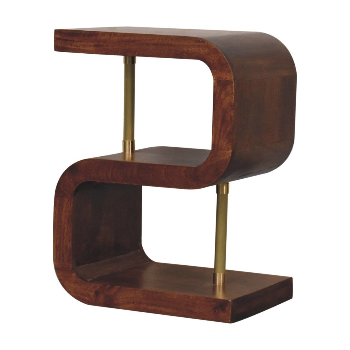 S Curve Brass Bedside Table - Dark Brown by Unique Piece Furniture