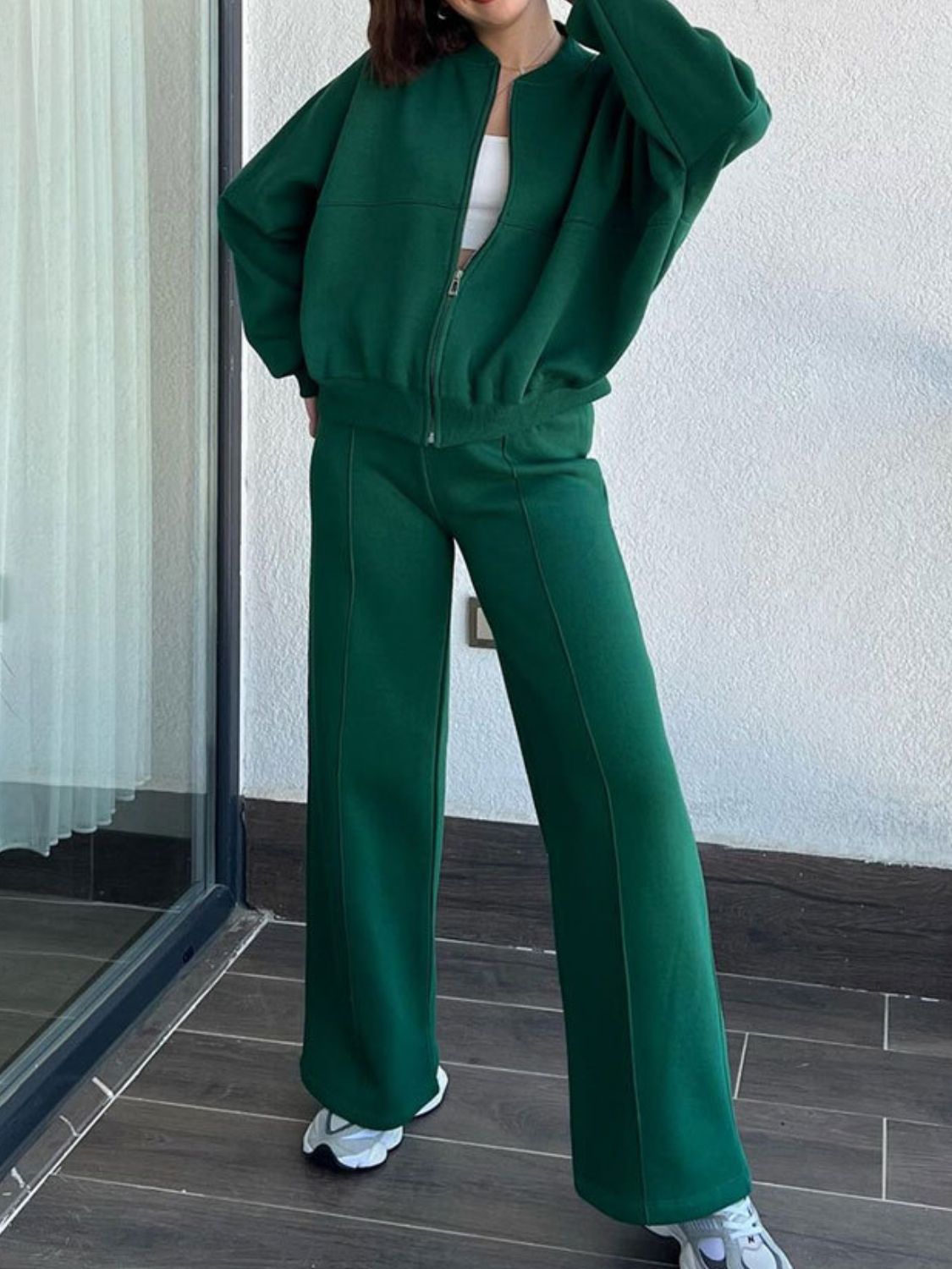 Baseball Collar Zip Up Top and Drawstring Paants Set by Wild and Free Boutique