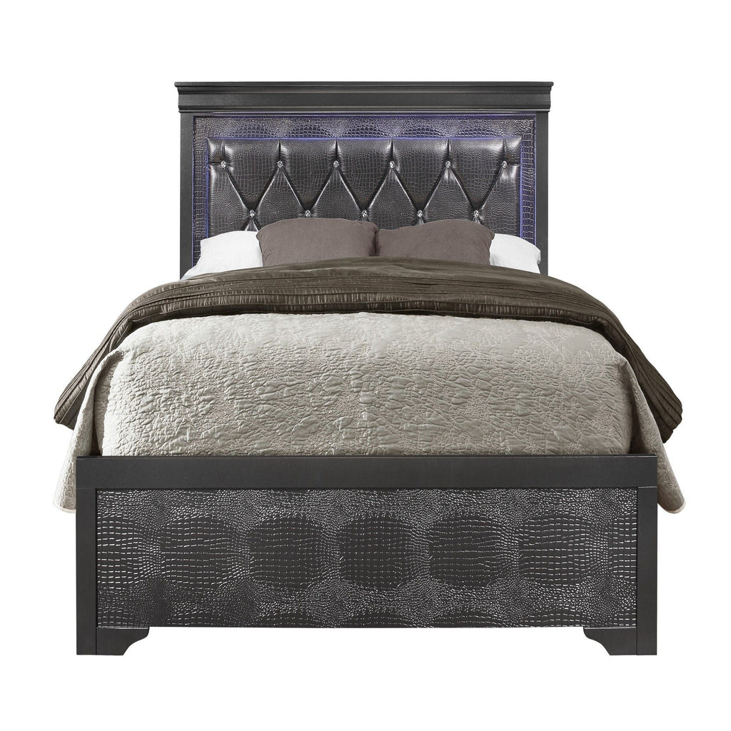Shaker - Bed With LED Lighting And Crystal Inspired Tufted Headboard by Unique Piece Furniture
