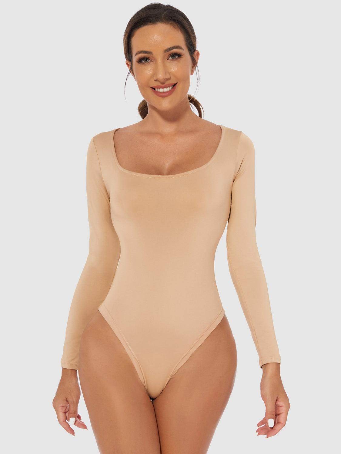 Full Size Scoop Neck Long Sleeve Bodysuit for Women by Selvanelle