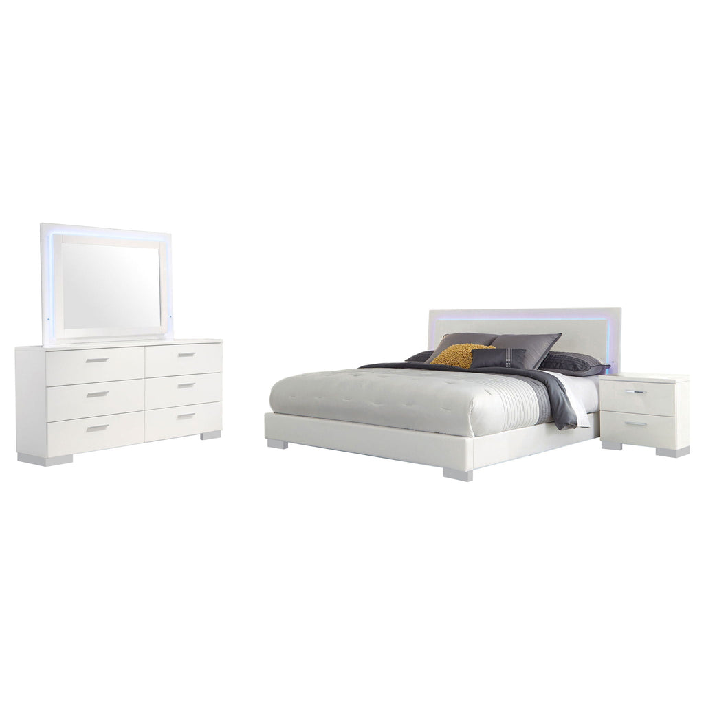 Felicity 4-piece Eastern King Bedroom Set White High Gloss by Unique Piece Furniture