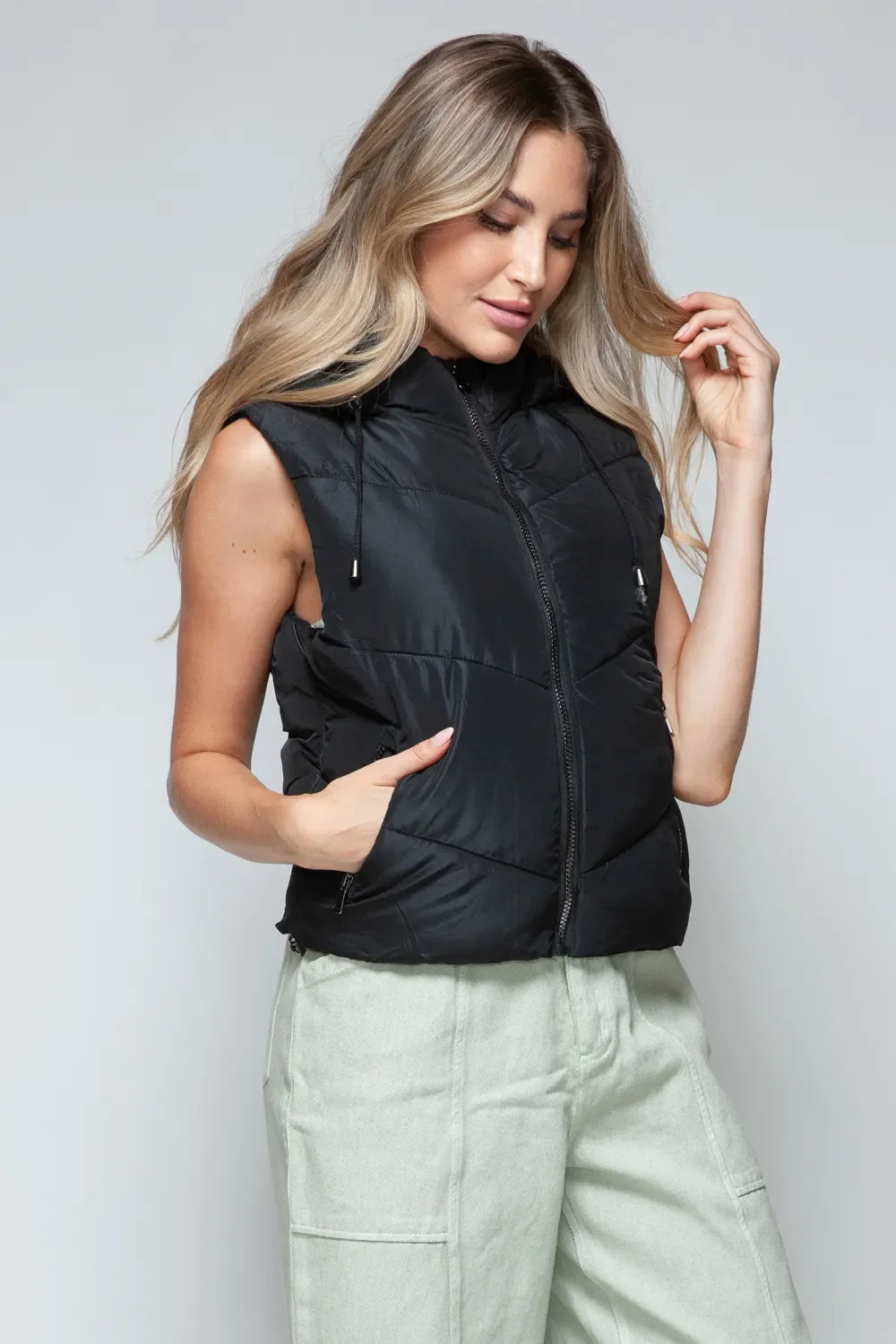 Snobbish Zip Up Quilted Hooded Vest by Wild and Free Boutique