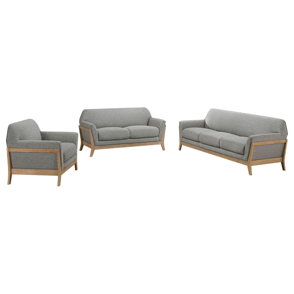 Vaughn 3-piece Fabric Upholstered Flared Arm Sofa Set Grey by Unique Piece Furniture