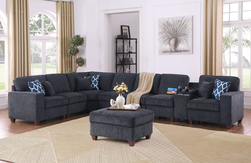 Lily - Sectional Sofa With Ottoman - Black by Unique Piece Furniture