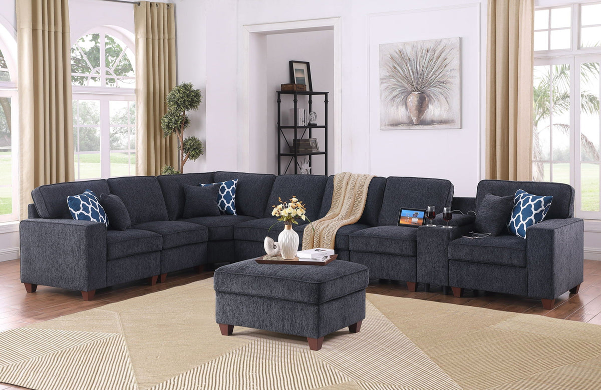 Lily - Sectional Sofa With Ottoman - Black by Unique Piece Furniture