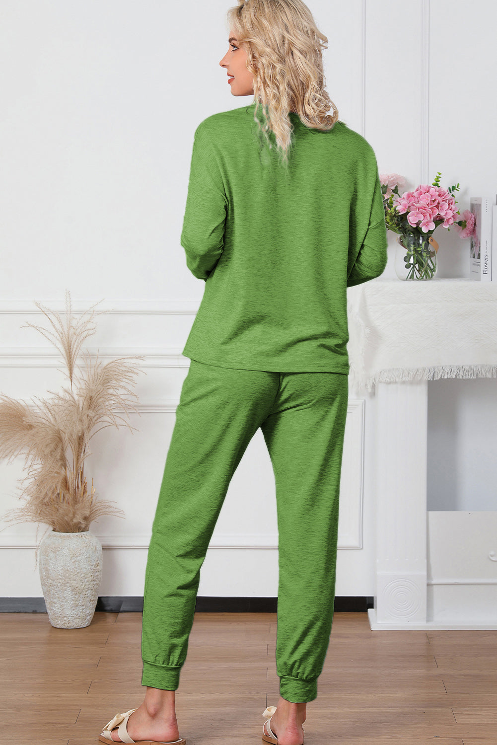 Round Neck Top and Drawstring Pants Lounge Set by Wild and Free Boutique