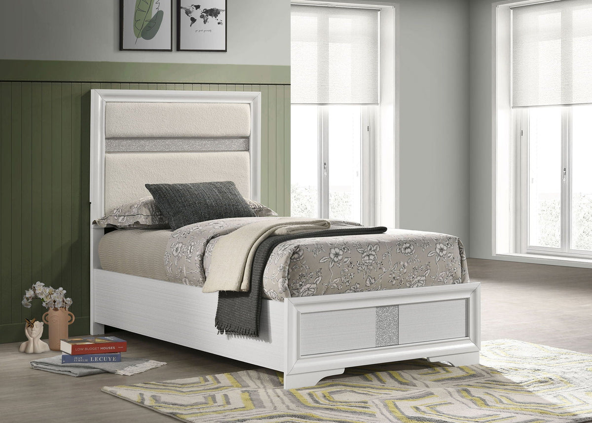 Miranda 54-inch Upholstered Twin Panel Bed White by Unique Piece Furniture