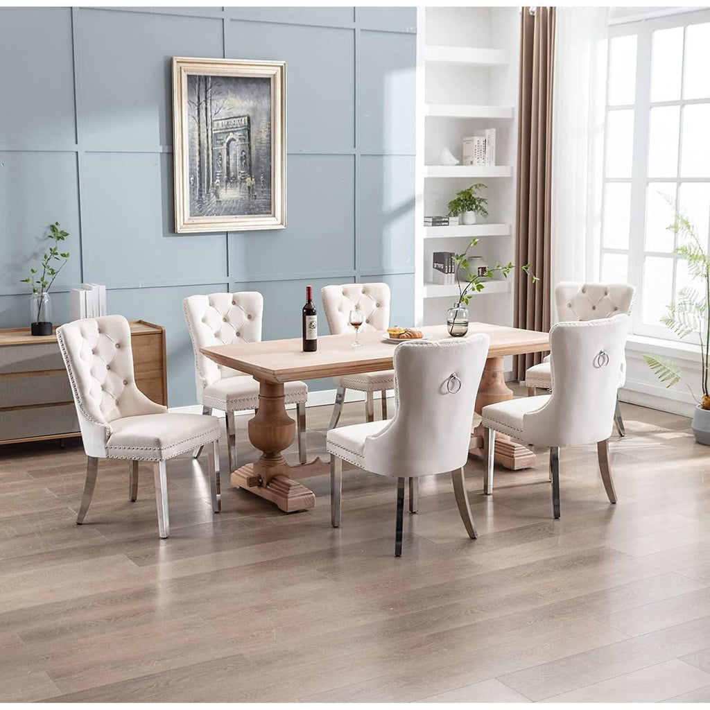 Velvet Dining Chairs Set Of 4 With Solid Wood Frame by ShipItFurniture