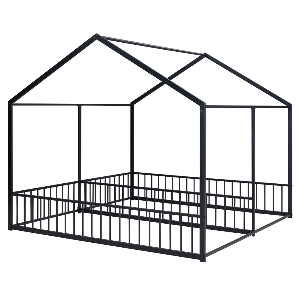House Platform Beds, 2 Shared Beds, Metal Frame With Guardrails by Unique Piece Furniture