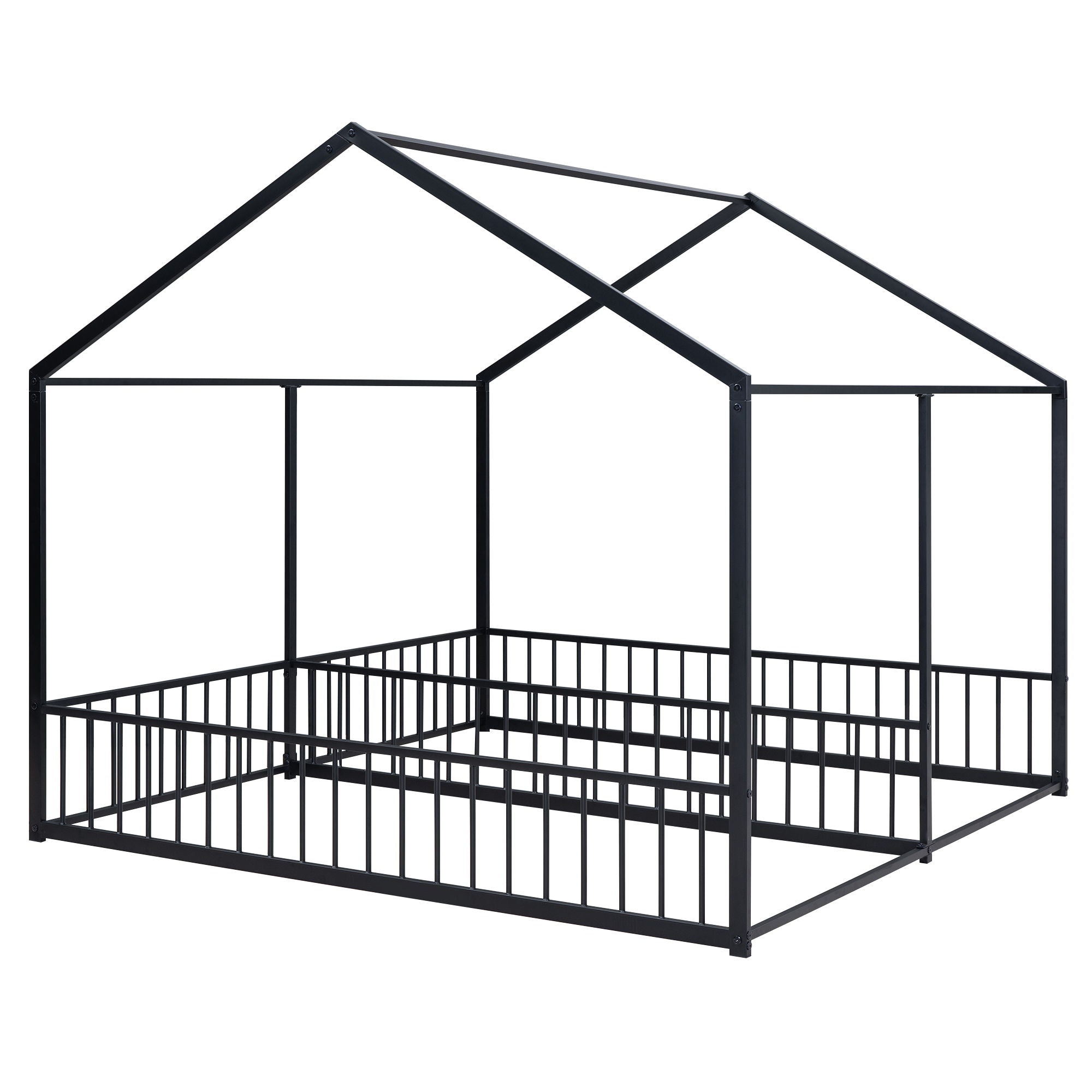 House Platform Beds, 2 Shared Beds, Metal Frame With Guardrails by Unique Piece Furniture
