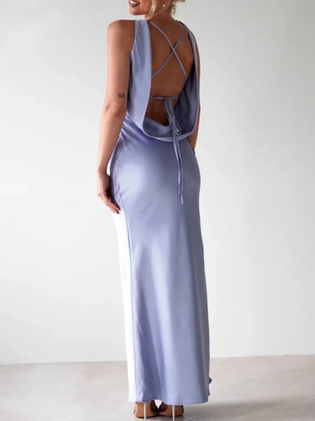 Satin Sleeveless Maxi Dress by Shopiebay