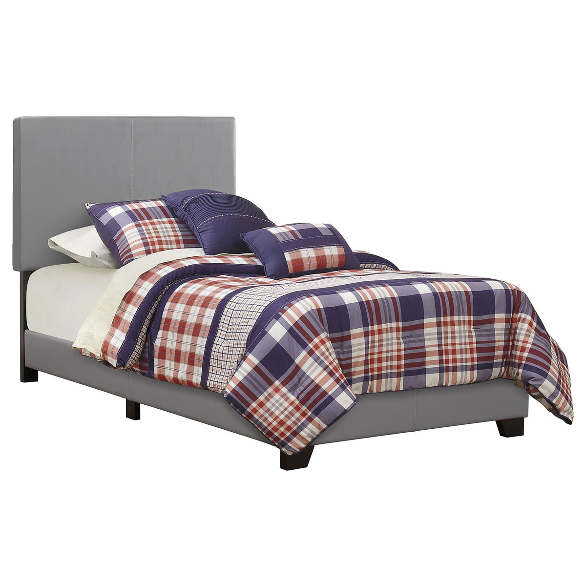 Dorian Faux Leather Upholstered Twin Panel Bed Grey by Unique Piece Furniture