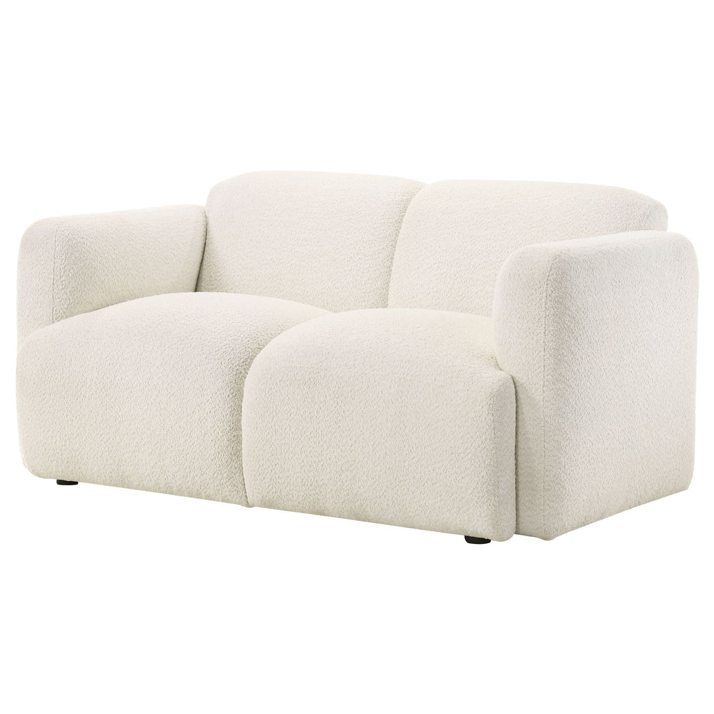 Dorset Fabric Upholstered Round Track Arm Loveseat White by Unique Piece Furniture