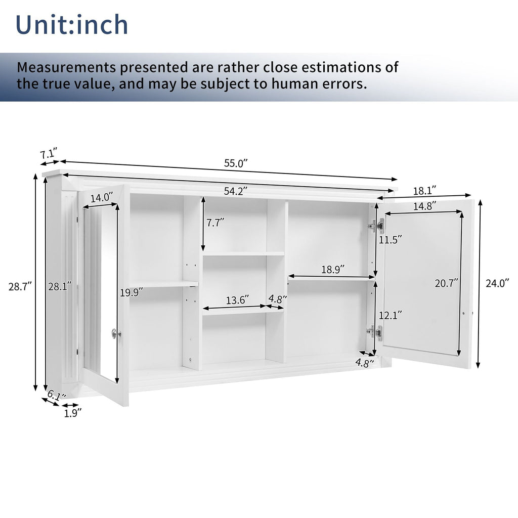 Modern Wall-Mount 2 In 1 Mirror Cabinet With Adjustable Shelves, Soft-Closing Hinges by Unique Piece Furniture