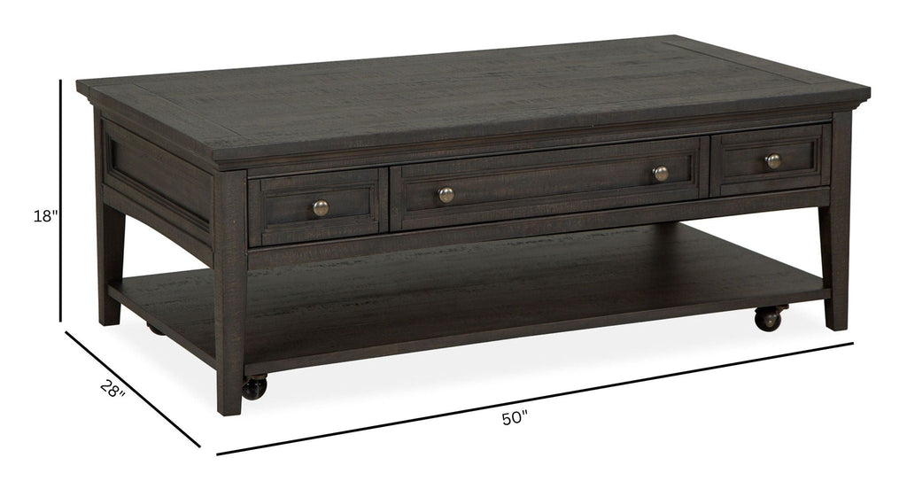 Westley Falls - Rectangular Cocktail Table With Casters - Graphite by Unique Piece Furniture