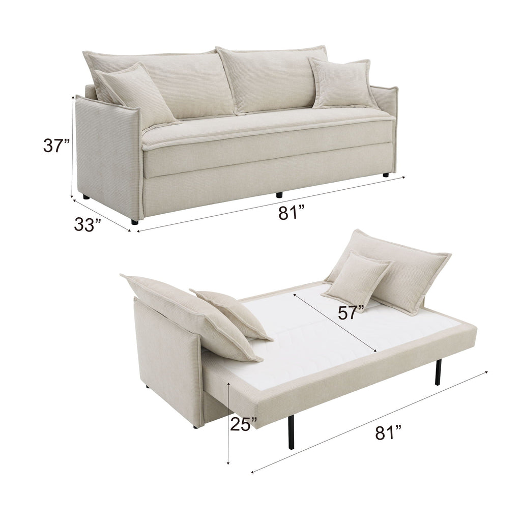 Elisea - Sleeper Sectional Sofa With 2 Toss Pillows - Beige by Unique Piece Furniture