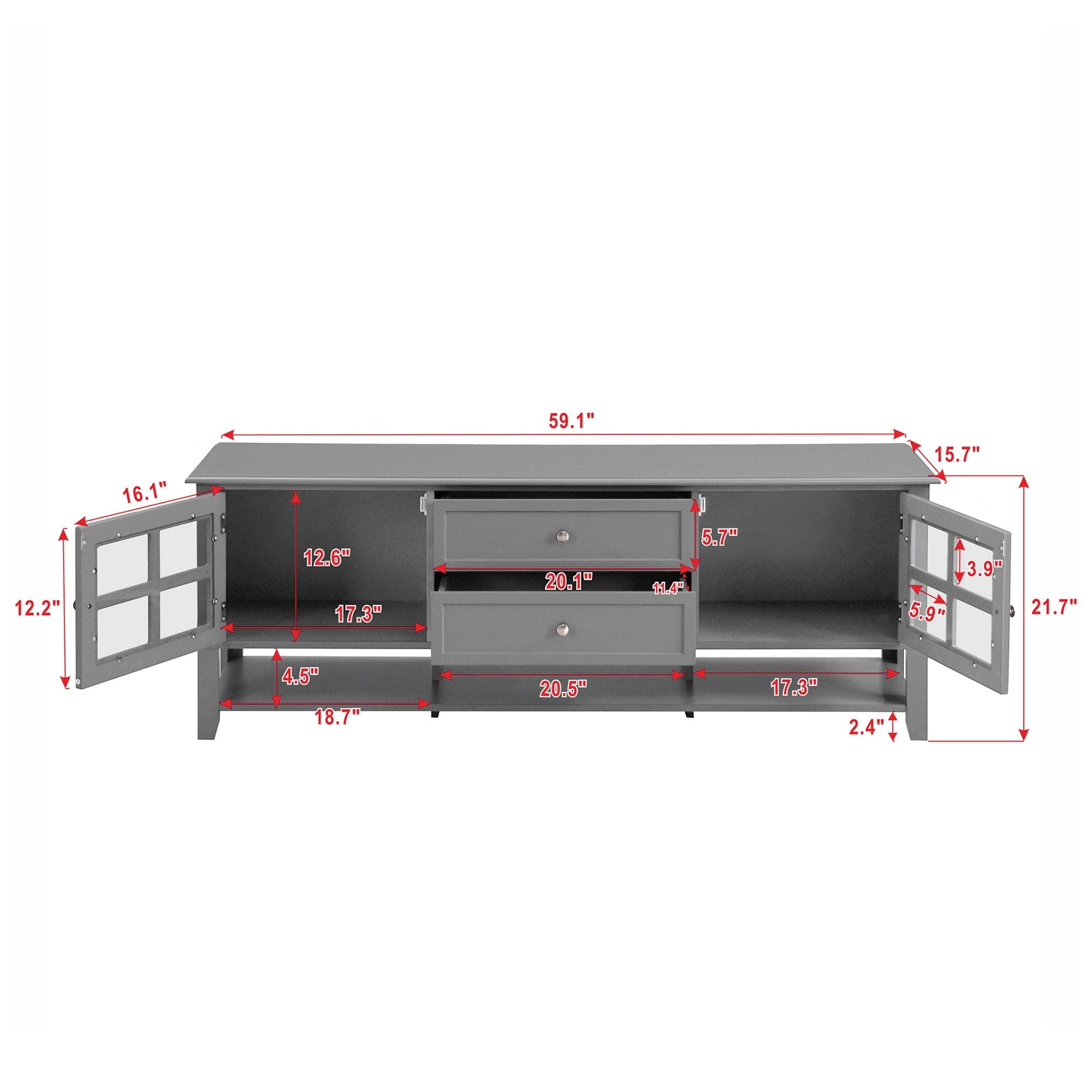 TV Stand, Entertainment Center With Dual Drawers And Hidden Storage, Cabinet With Soft Closing Doors And Sleek Panel Design by Unique Piece Furniture