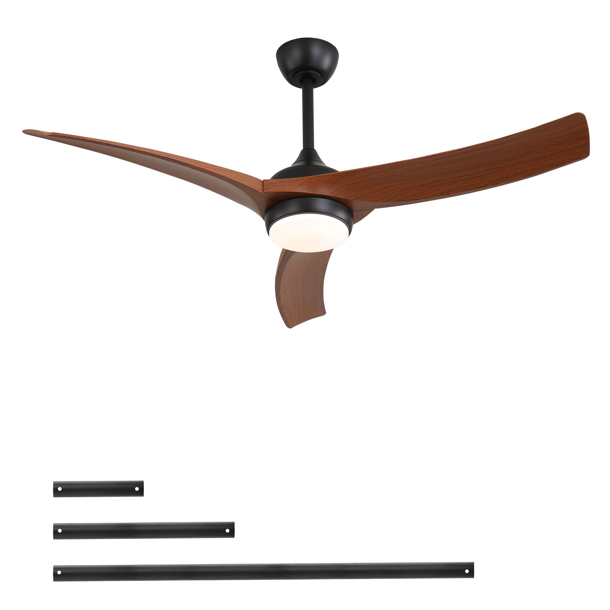 Ceiling Fan With 3 Blades, Remote Control Reversible DC Motor, Dimmable Light, And 1H / 4H / 8H Timer - Black by Unique Piece Furniture
