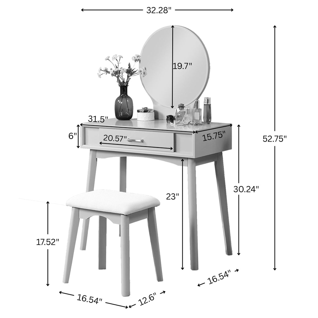 Maly - Contemporary Wood Vanity And Stool Set - Gold by Unique Piece Furniture