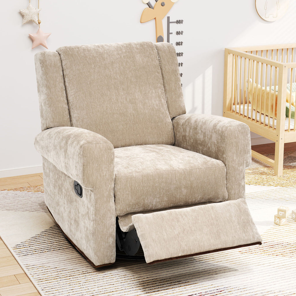 Manual Recliner Chair With Swivel Rocker Function, Dual Recline Angles by Unique Piece Furniture