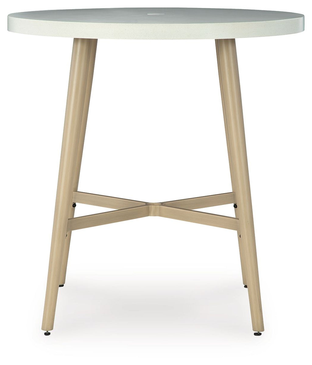 Seton Creek - Round Bar Table With Umbrella Option - Beige by Unique Piece Furniture