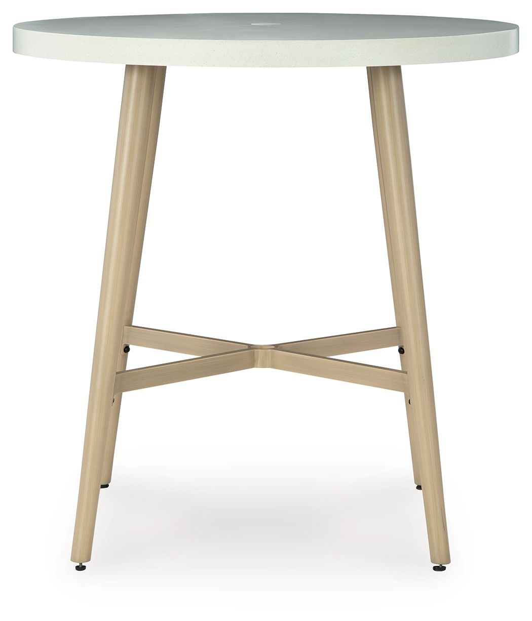 Seton Creek - Round Bar Table With Umbrella Option - Beige by Unique Piece Furniture