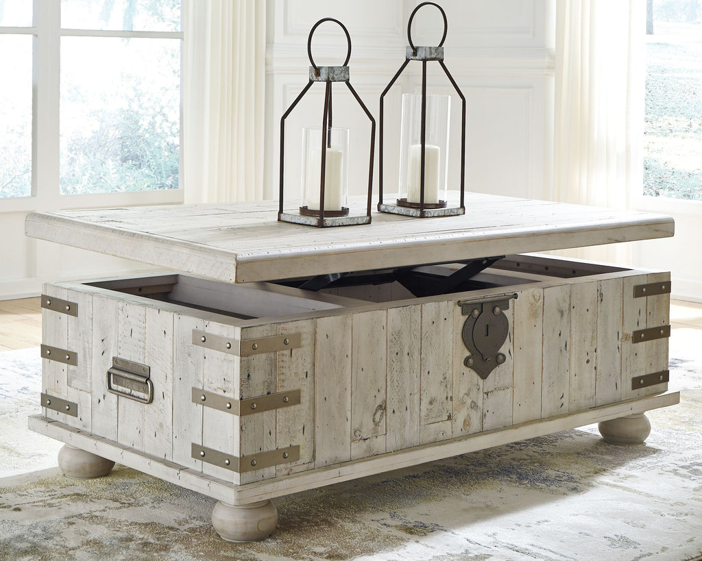 Carynhurst - Lift Top Cocktail Table - White Wash Gray by Unique Piece Furniture