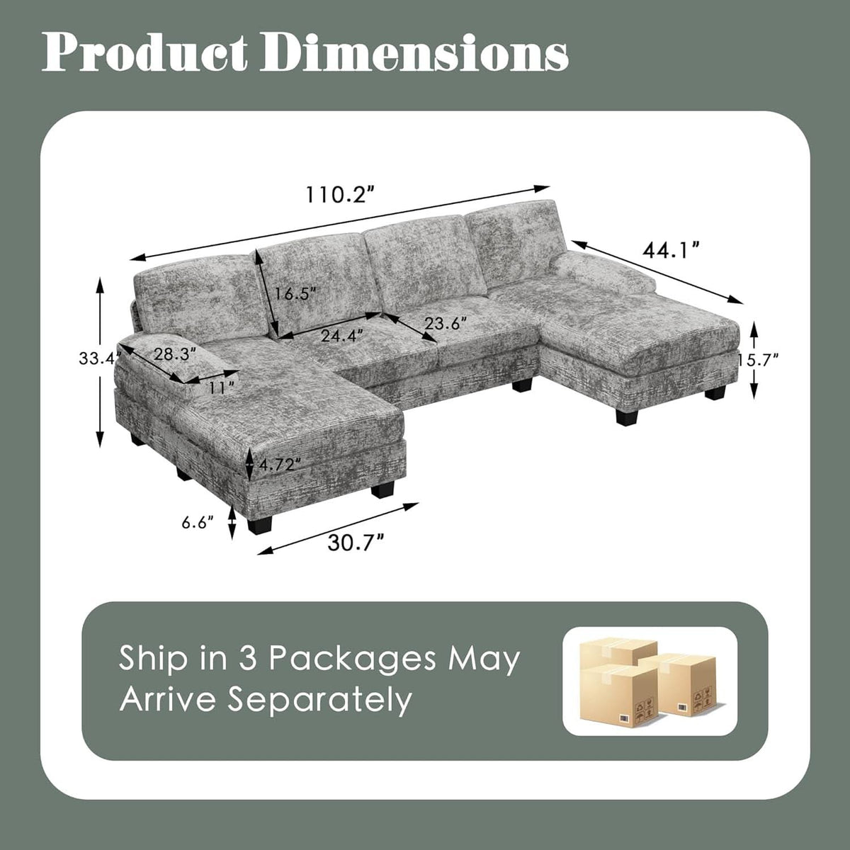 2 Piece Fabric Sectional Sofa With Reversible Chaise by ShipItFurniture