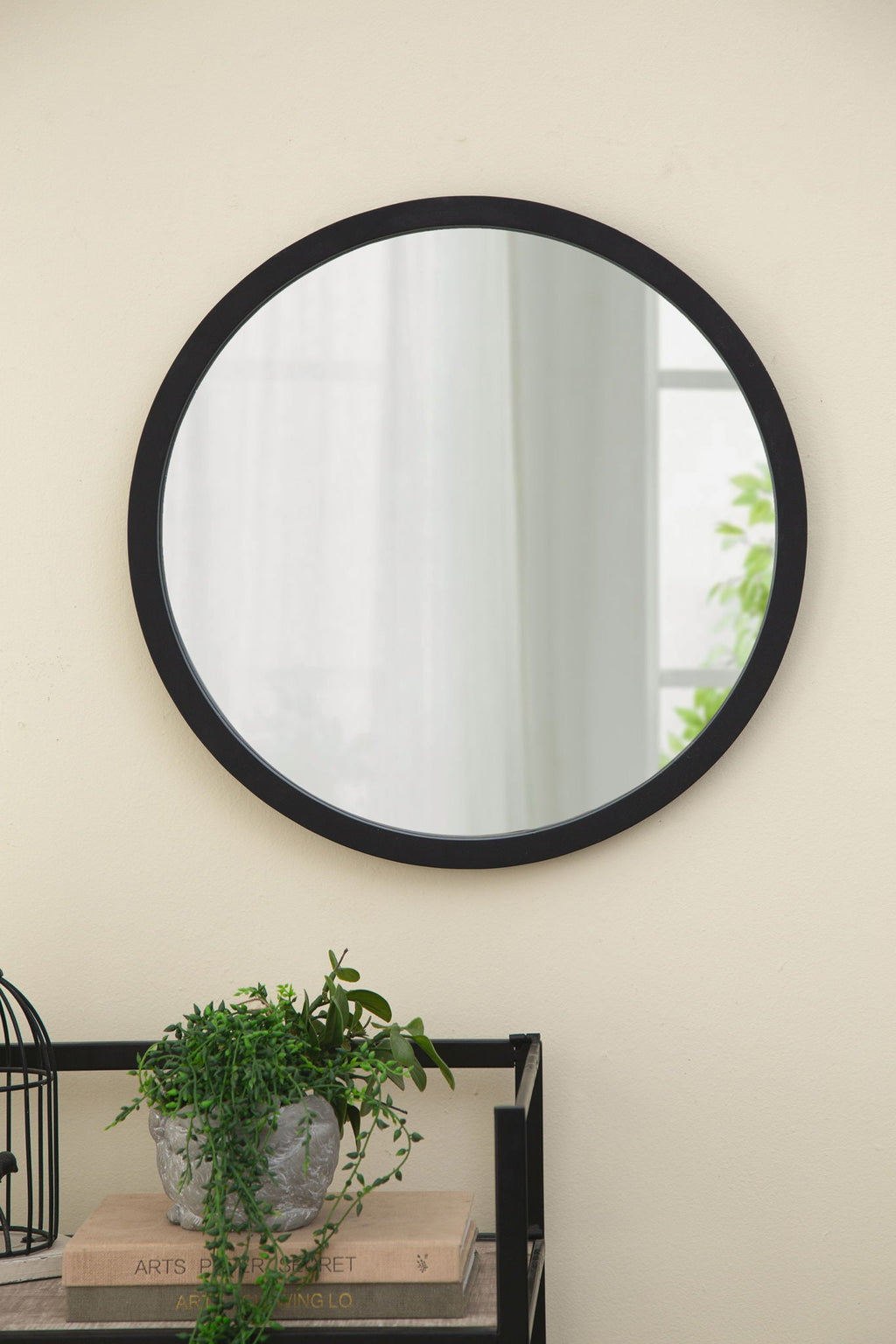 Circle Wall Mirror With Wooden Frame, Wall Mirror For Living Room by Unique Piece Furniture