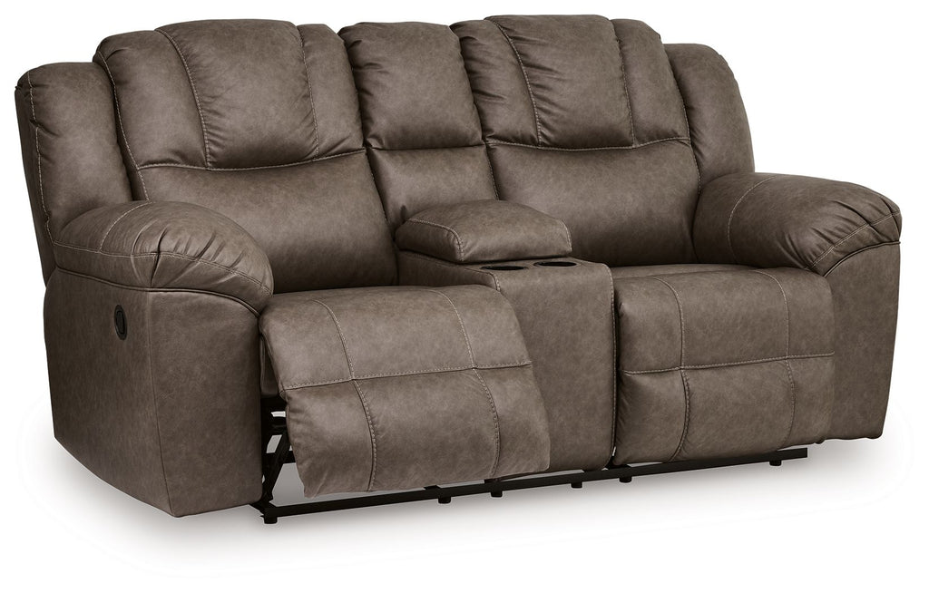 Lowilla - Double Reclining Loveseat With Console - Driftwood by Unique Piece Furniture