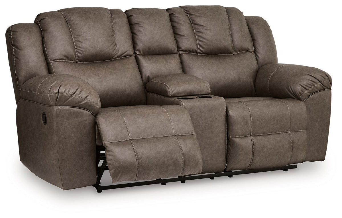 Lowilla - Double Reclining Loveseat With Console - Driftwood by Unique Piece Furniture