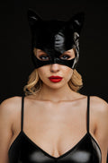 BDSM Sexy Kitty Cat Mask, Black Leather Eye Mask, Cat Costume Mask by Brown Hercules
