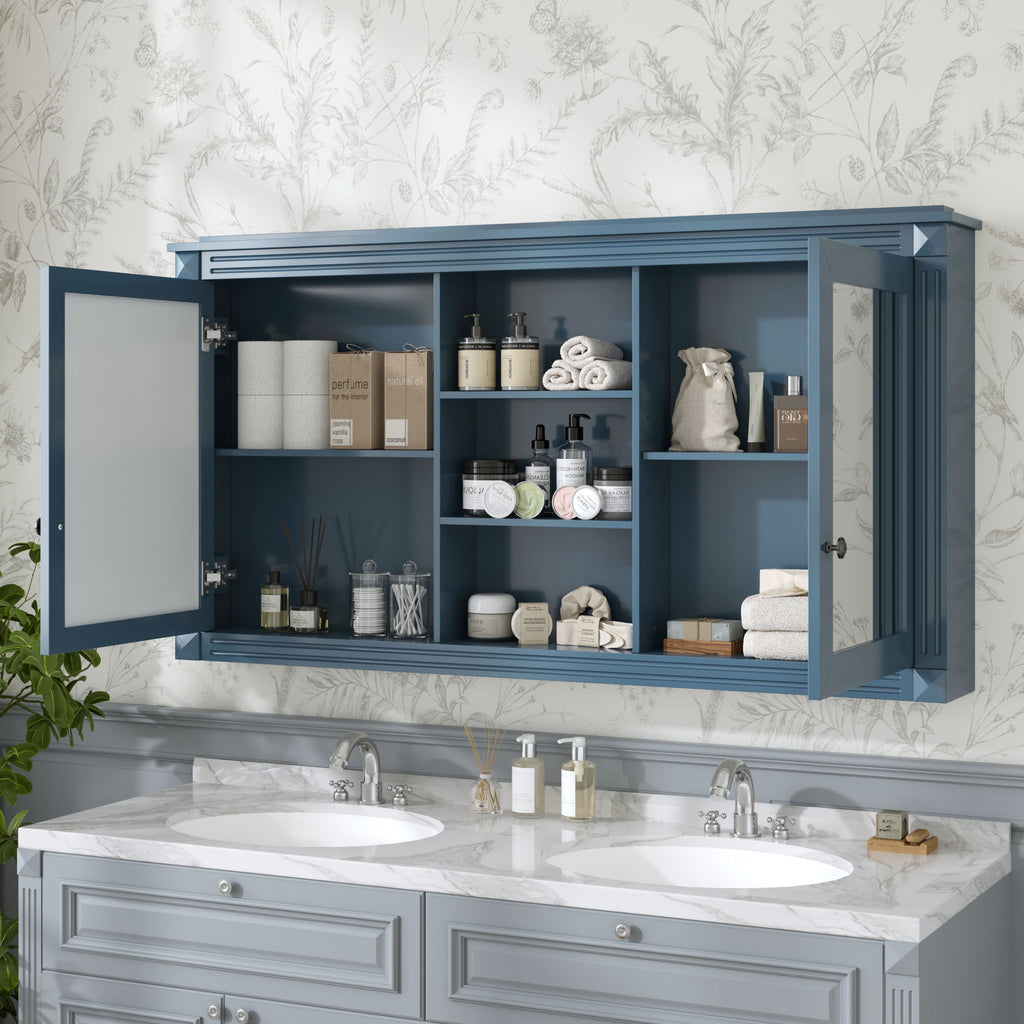 Modern Wall-Mount 2 In 1 Mirror Cabinet With Adjustable Shelves, Soft-Closing Hinges by Unique Piece Furniture