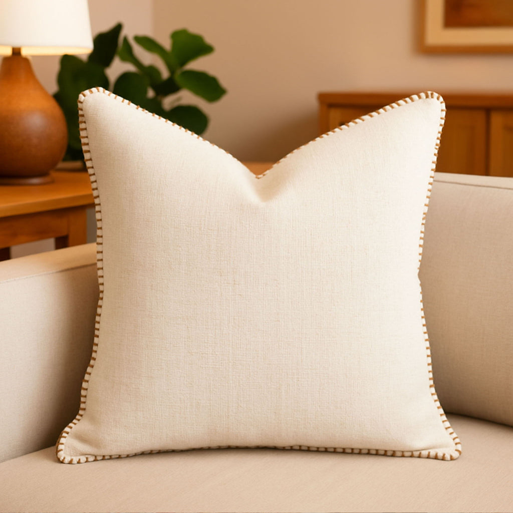 Homey Cozy - Throw Pillow With Decorative Stitching - Ivory by Unique Piece Furniture