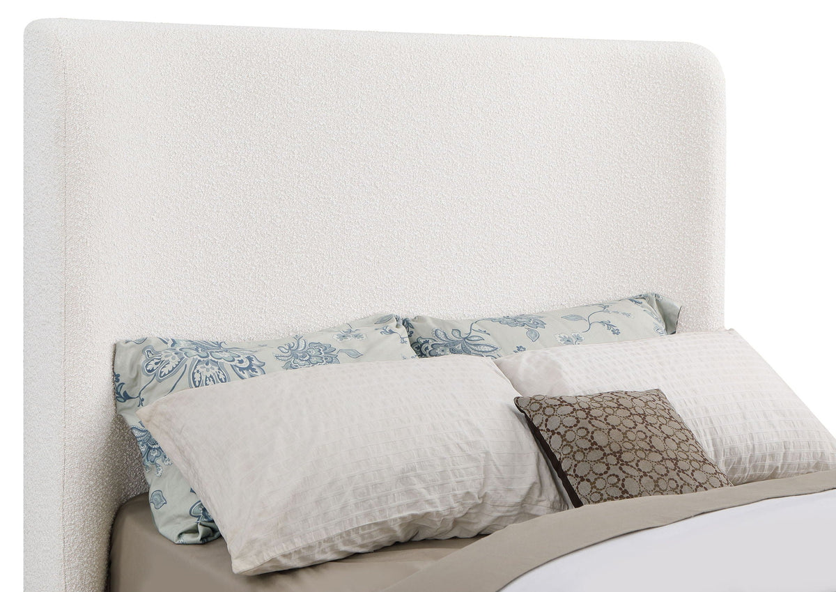 Nala Queen Bouclé Upholstered Platform Bed Cream by Unique Piece Furniture