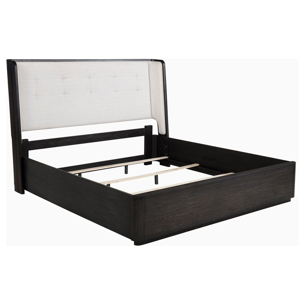 Leandro 55-inch Eastern King Wingback Bed Burnished Black by Unique Piece Furniture
