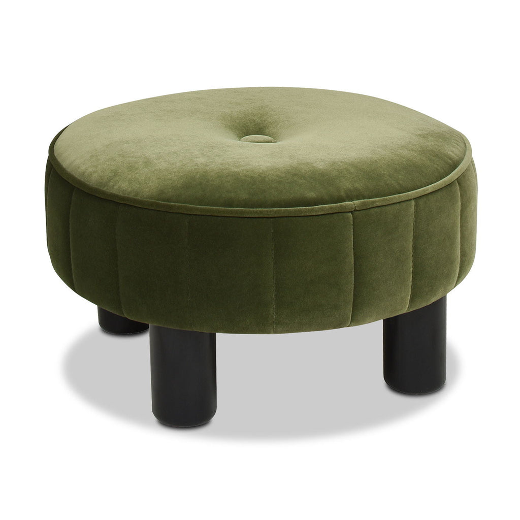 Riley - Round Footstool Ottoman - Olive Green by Unique Piece Furniture