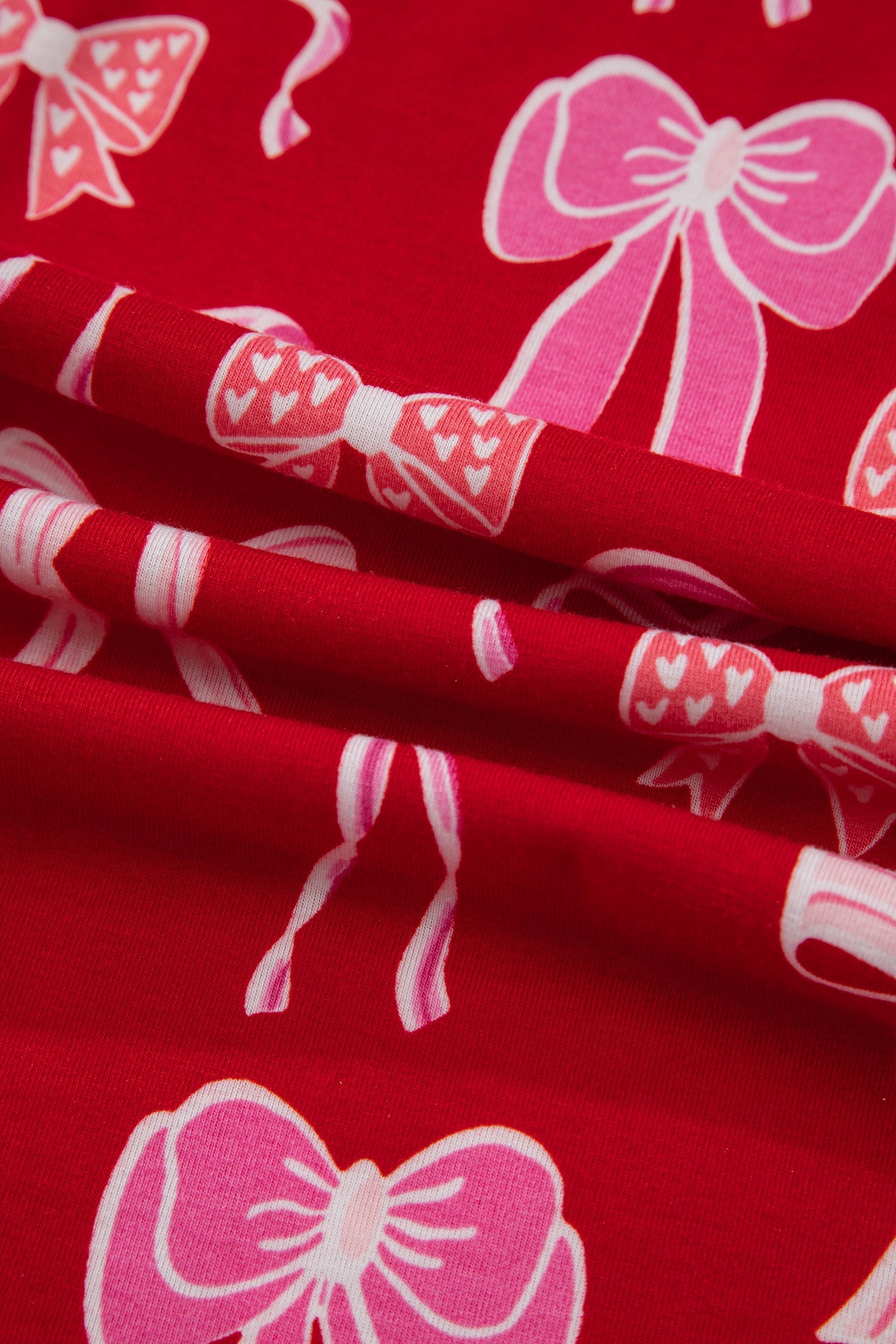 Red Sweet Bow Print Ruffled Short Sleeve Shirt Shorts 2pcs Pajama Set by Wild and Free Boutique
