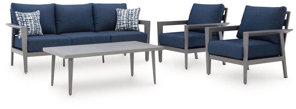 Gali - Sofa / Chairs / Table Set (Set of 4) - Gray / Blue by Unique Piece Furniture
