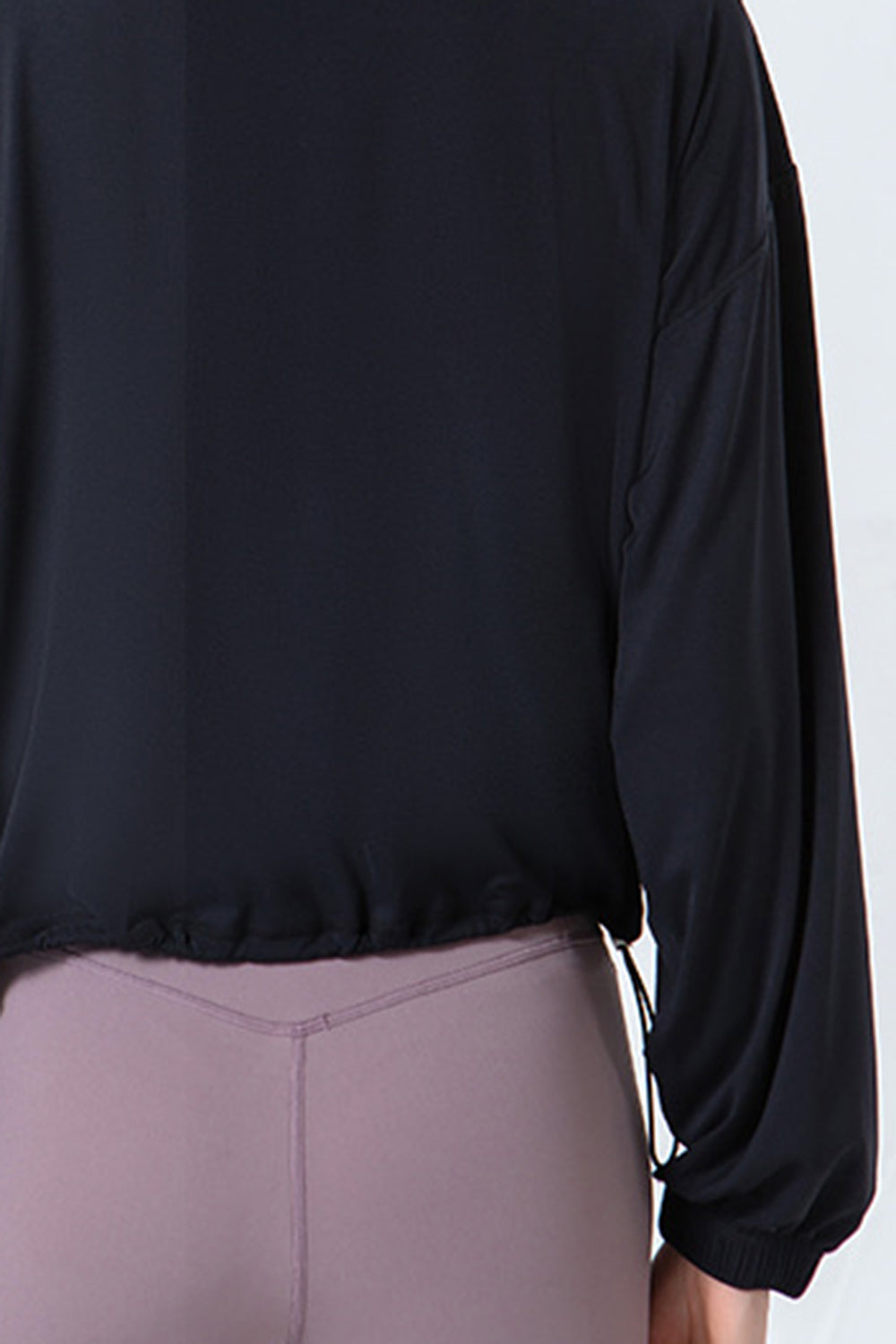Drawstring Zip Up Dropped Shoulder Active Outerwear by Wild and Free Boutique
