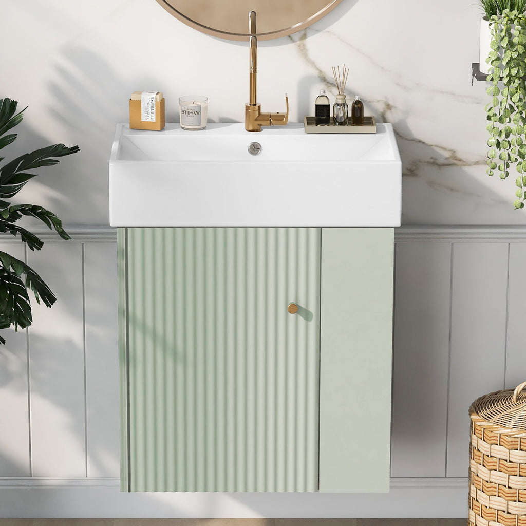 Modern Floating Bathroom Vanity With Ceramic Basin Perfect For Small Bathrooms by Unique Piece Furniture