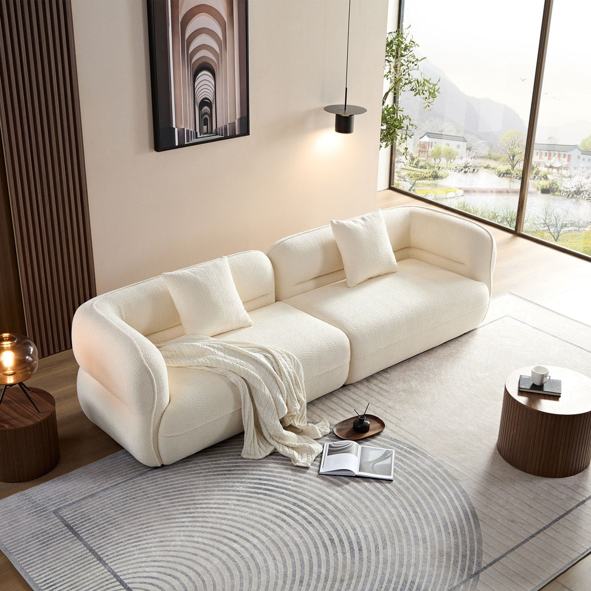 Sectional Sofa With Durable Fabric, Solid Wood Frame, And High Density Sponge Fill by Unique Piece Furniture