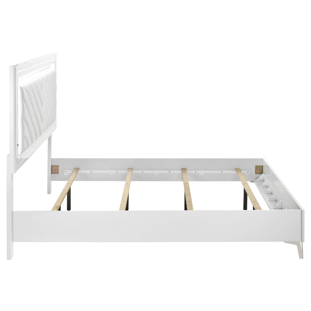 Cassia Eastern King LED Panel Bed White High Gloss by Unique Piece Furniture