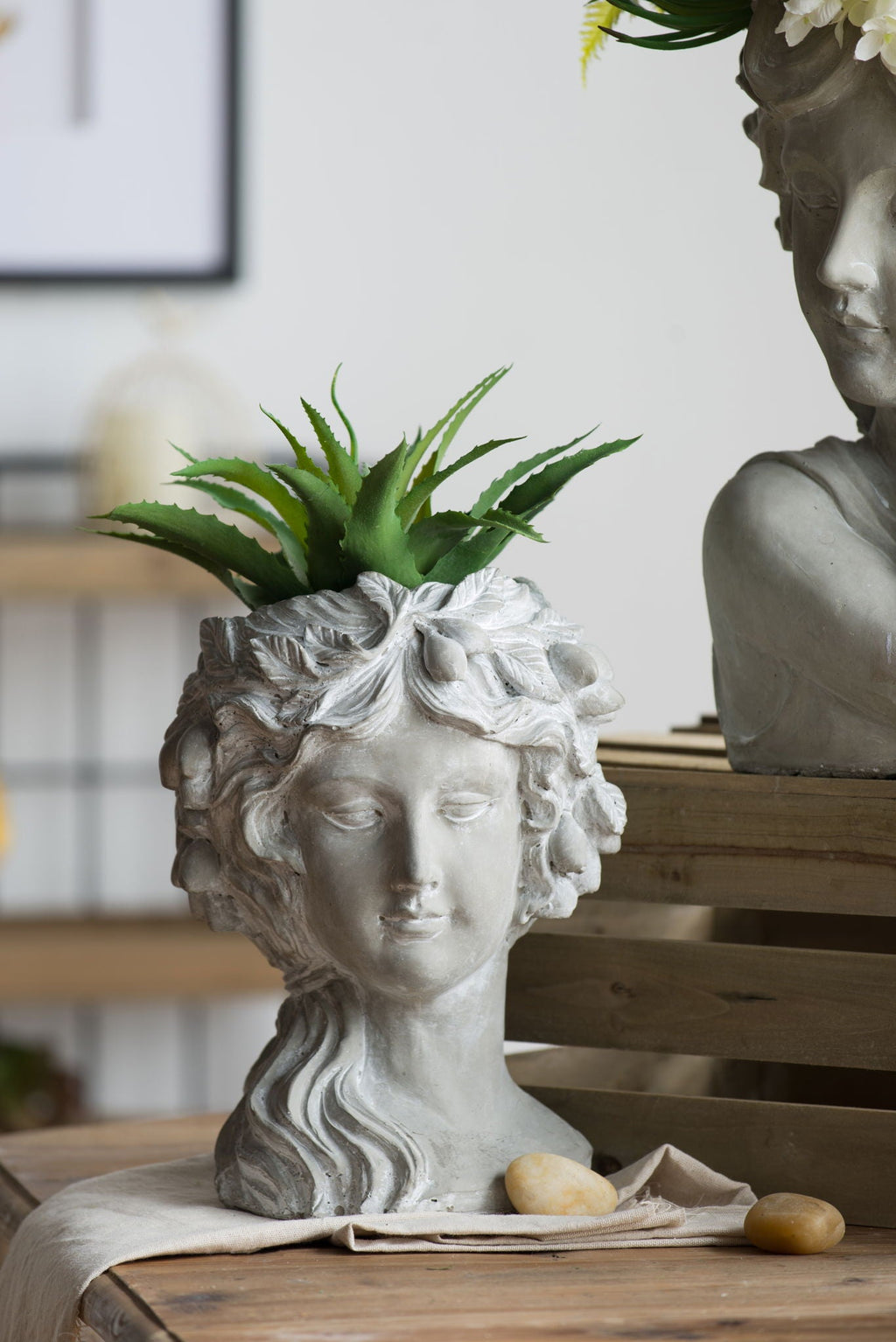 Cement Bust Wall Planter Indoor Outdoor Home Garden Decor, 8 - Gray by Unique Piece Furniture
