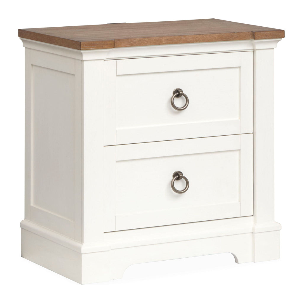 Kingston - Drawer Nightstand - Whisper White And Cerused Nutmeg by Unique Piece Furniture